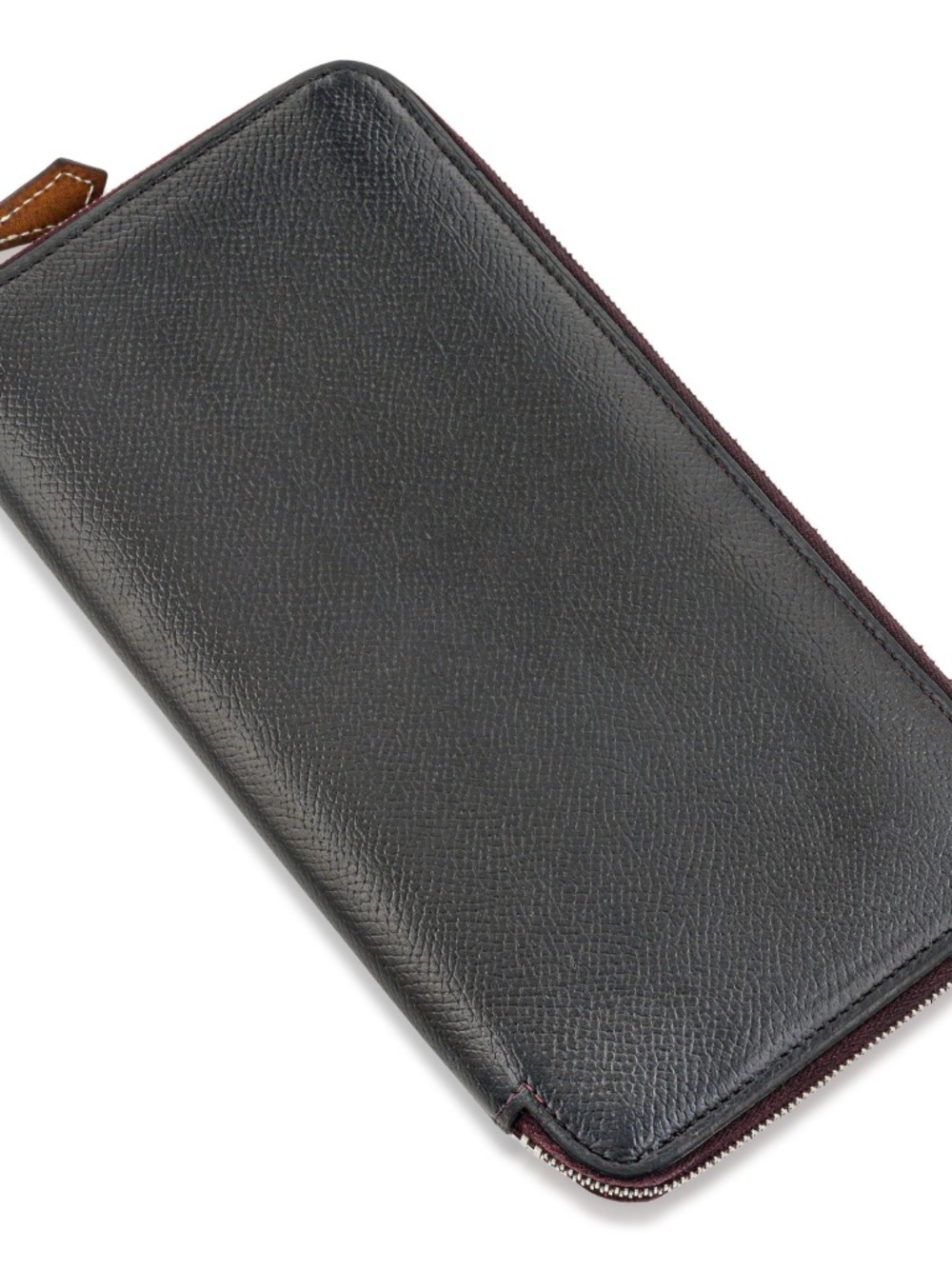 Authentic Hermes Azap long Leather & Silk-in Wallet, Black color